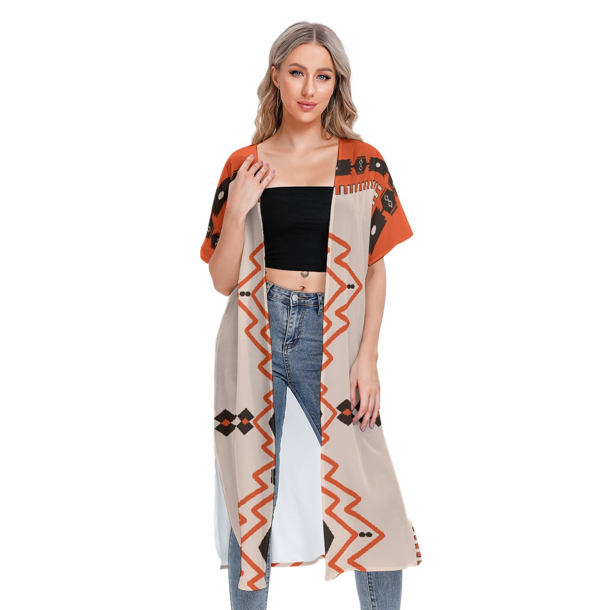 All-Over Print Women's Short Sleeve Cardigan