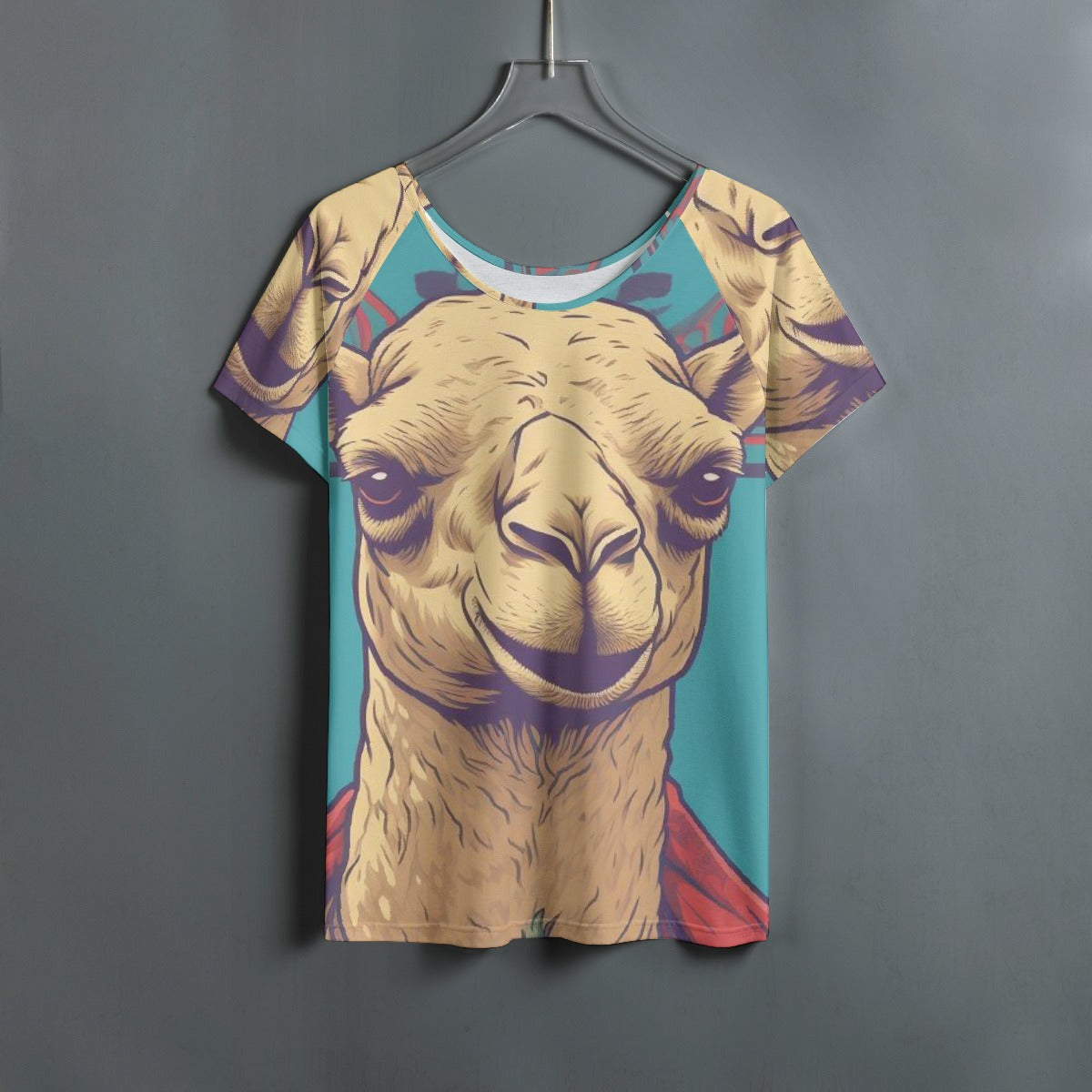 All-Over Print Women's Round Neck T-shirt With Raglan Sleeve