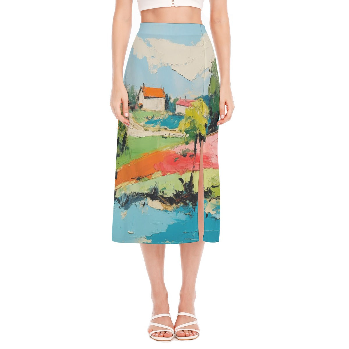 All-Over Print Women's High Slit Long Skirt