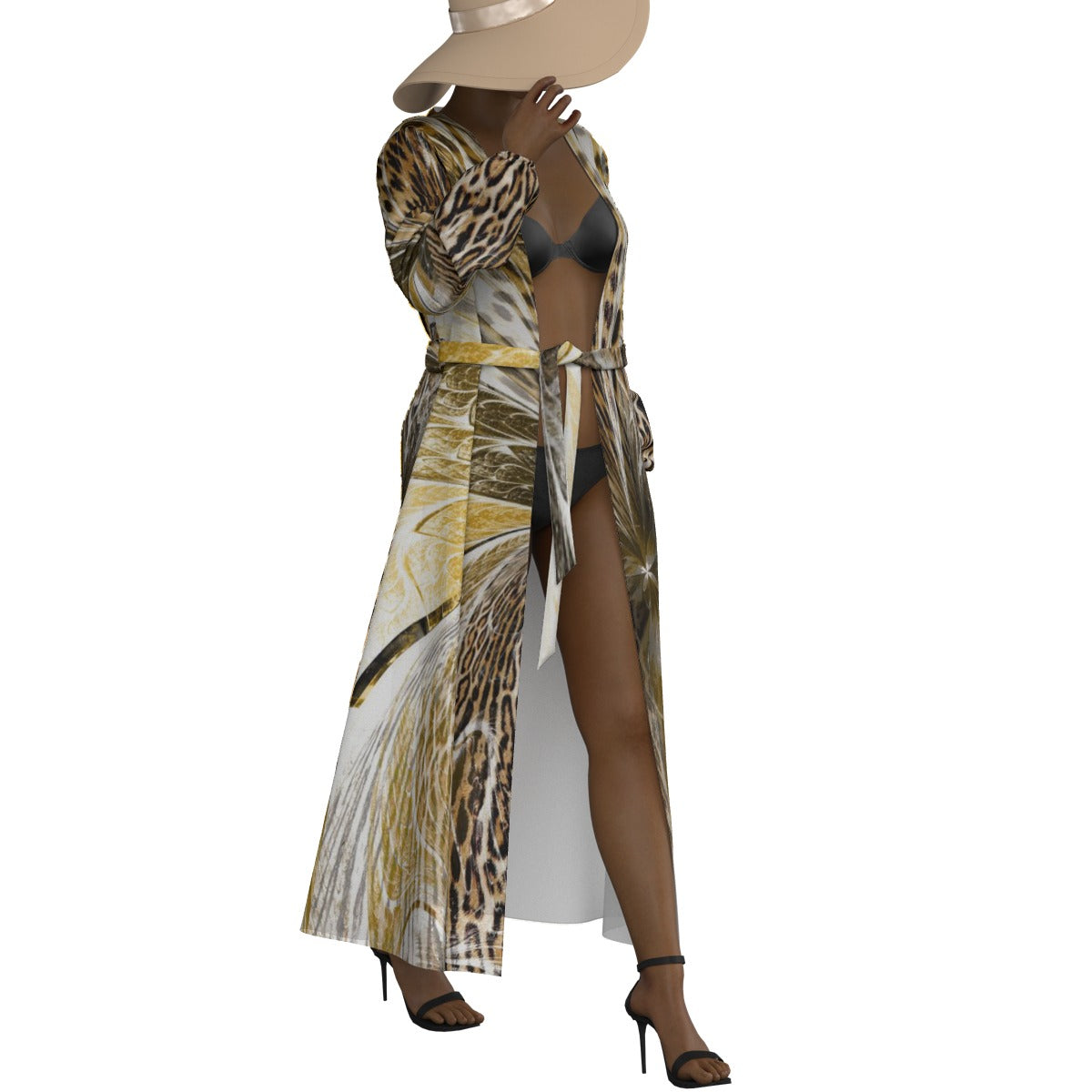 All-Over Print Women's Lace-up Chiffon Robe