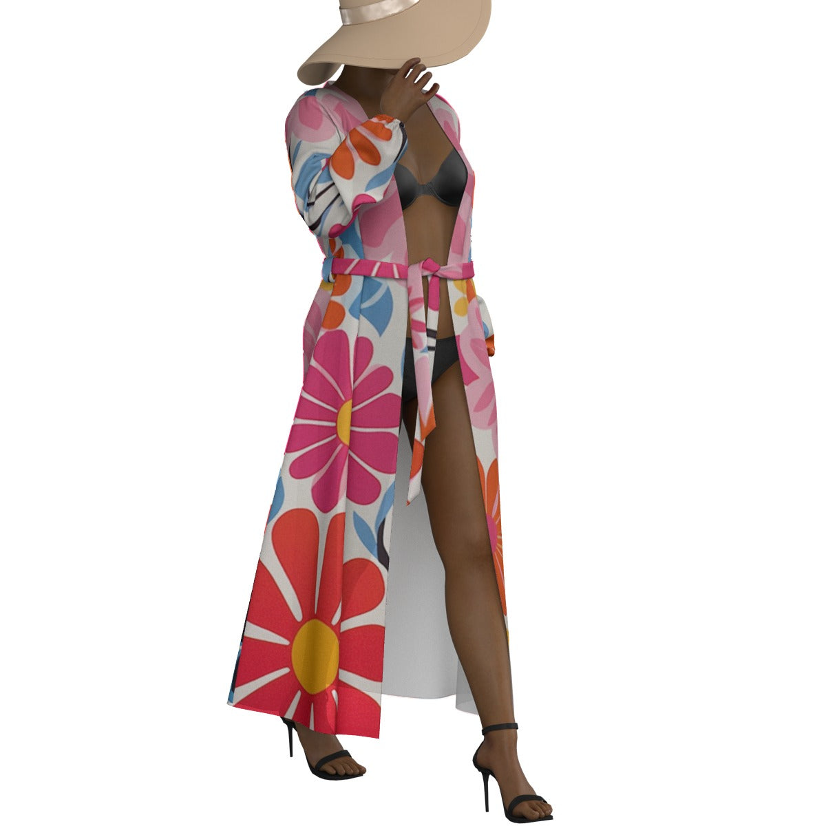 All-Over Print Women's Lace-up Chiffon Robe