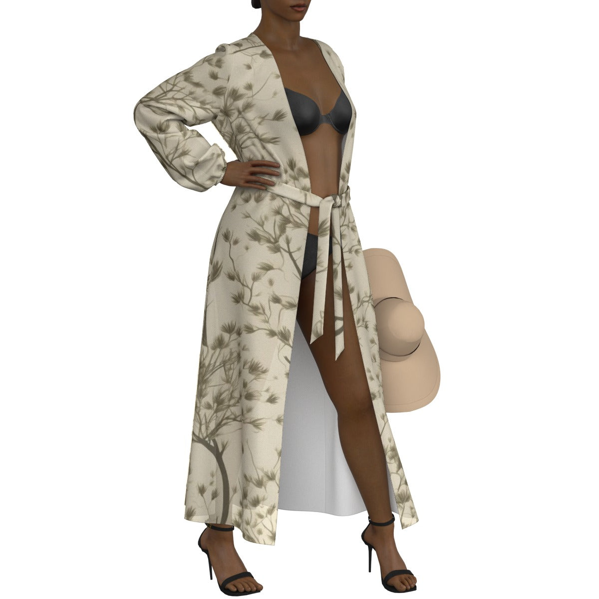 All-Over Print Women's Lace-up Chiffon Robe