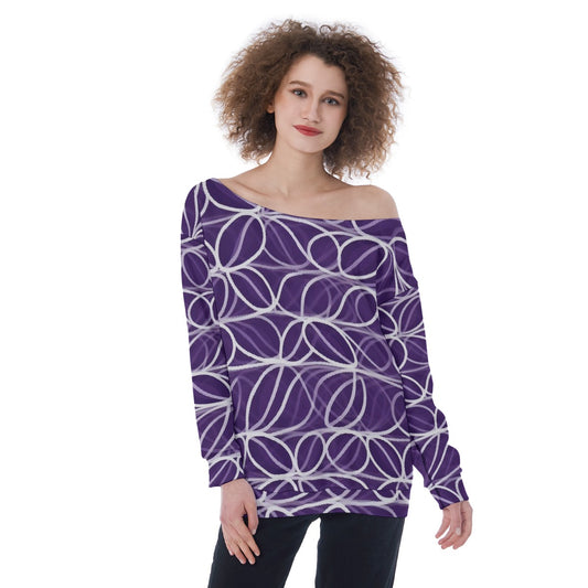 All-Over Print Oversized Women's Off-Shoulder Sweatshirt