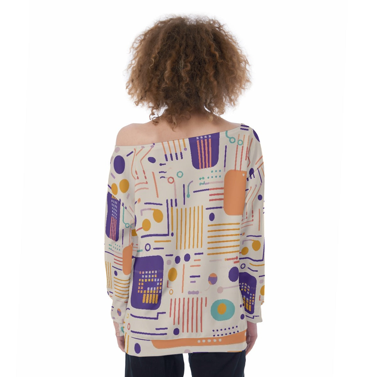 All-Over Print Oversized Women's Off-Shoulder Sweatshirt