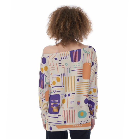 All-Over Print Oversized Women's Off-Shoulder Sweatshirt