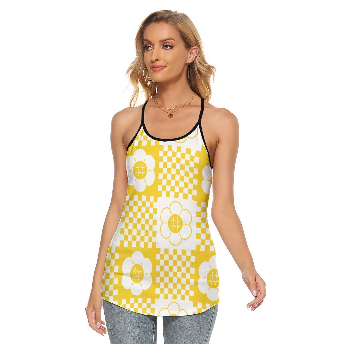 All-Over Print Women's Criss-Cross Open Back Tank Top
