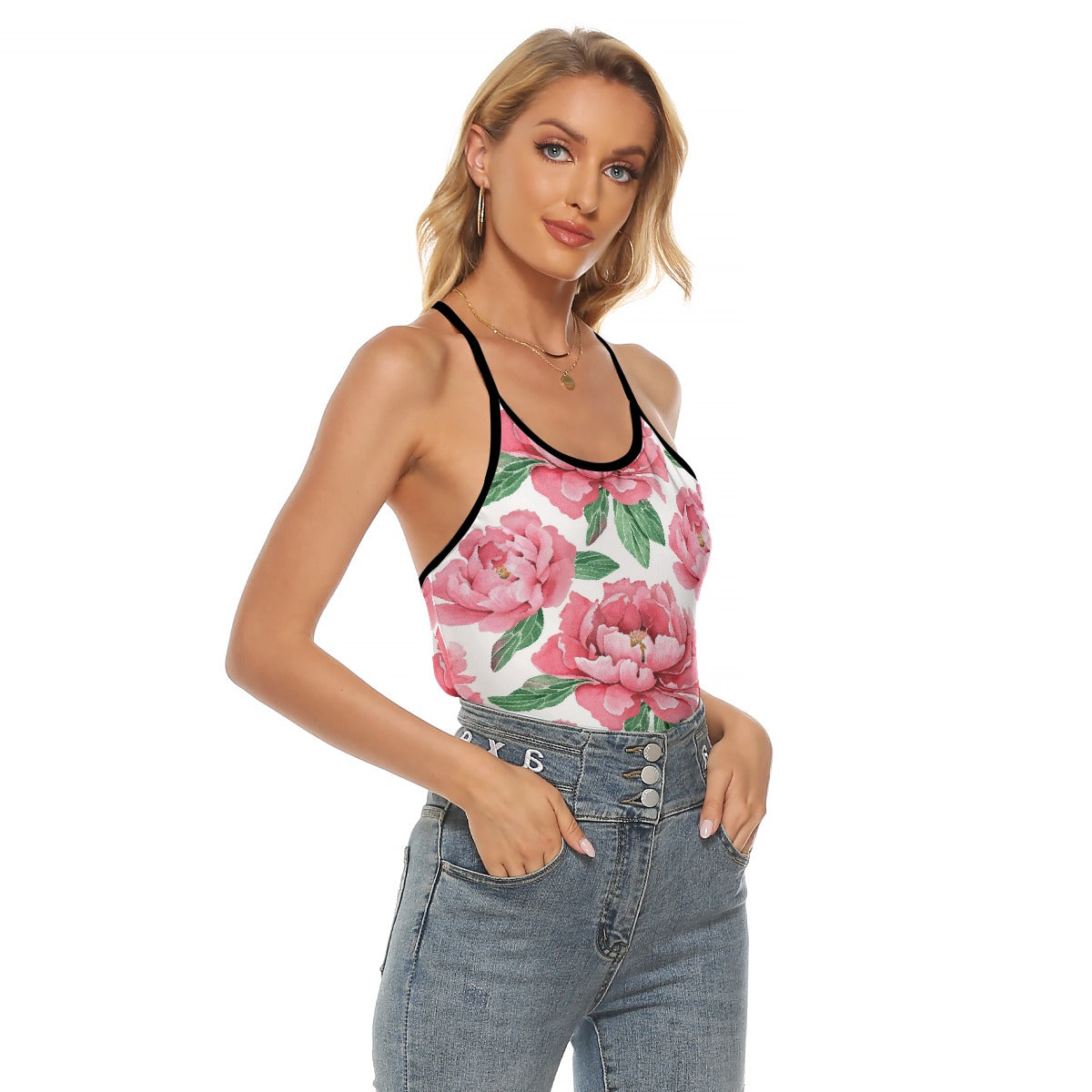 All-Over Print Women's Criss-Cross Open Back Tank Top