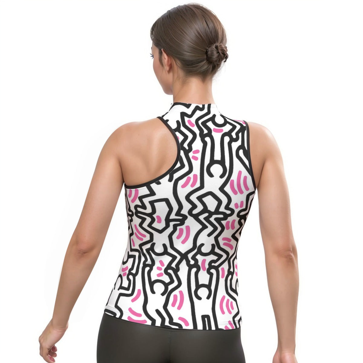 All-Over Print Women's Halter Sleeveless Asymmetrical Tank Top