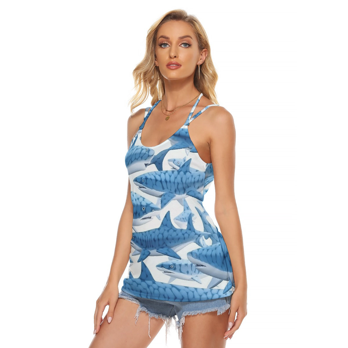 All-Over Print Women's Halter Top With Backless