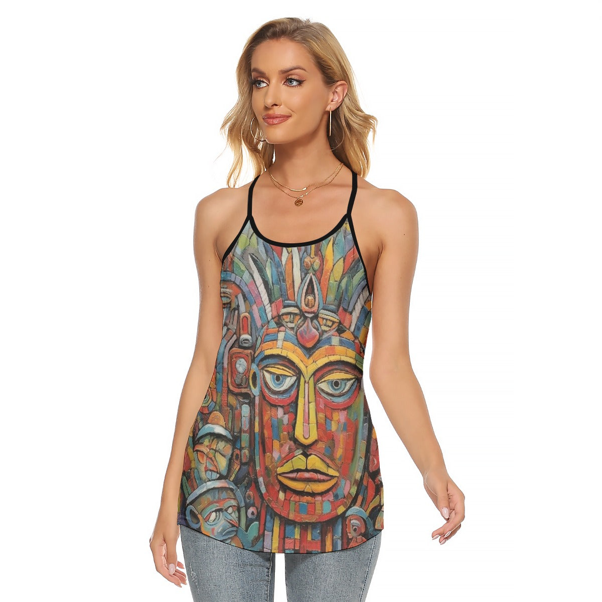 All-Over Print Women's Criss-Cross Open Back Tank Top