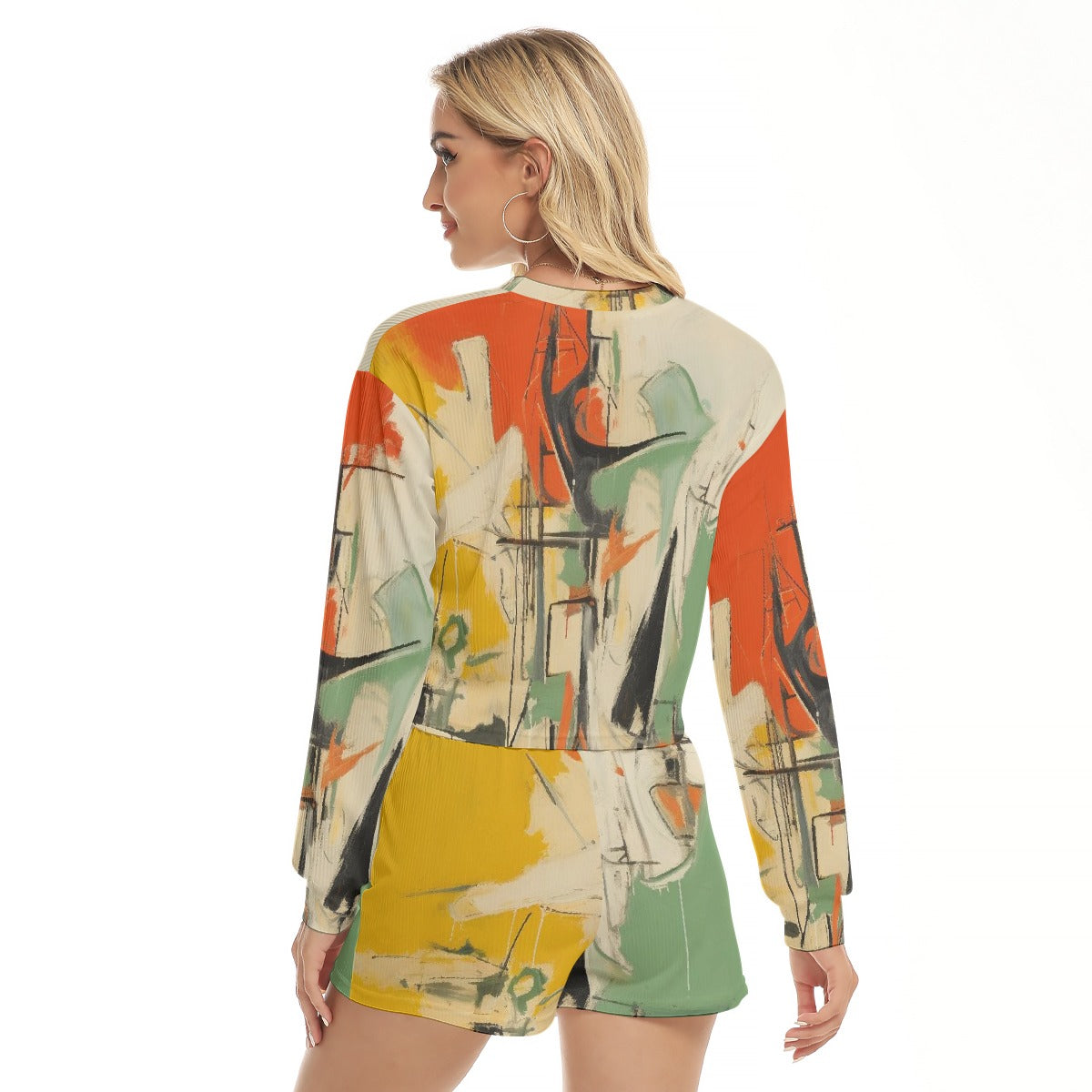 All-Over Print Women's Short Sweatshirt And Pants Suit