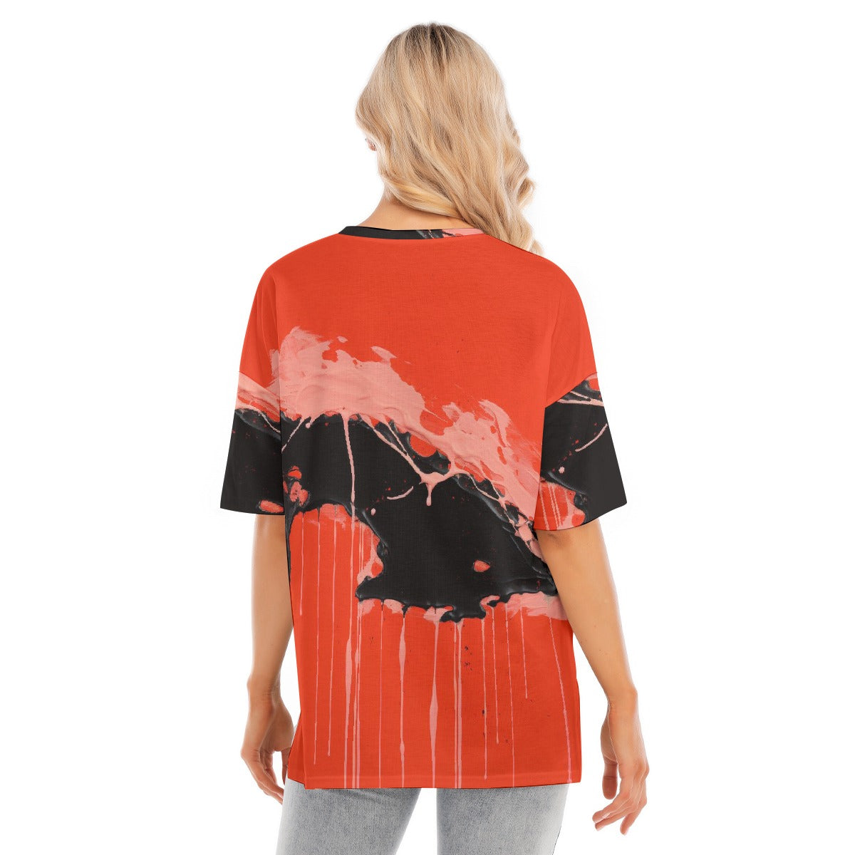 All-Over Print Women's Short Sleeves T-shirt With Hem Split