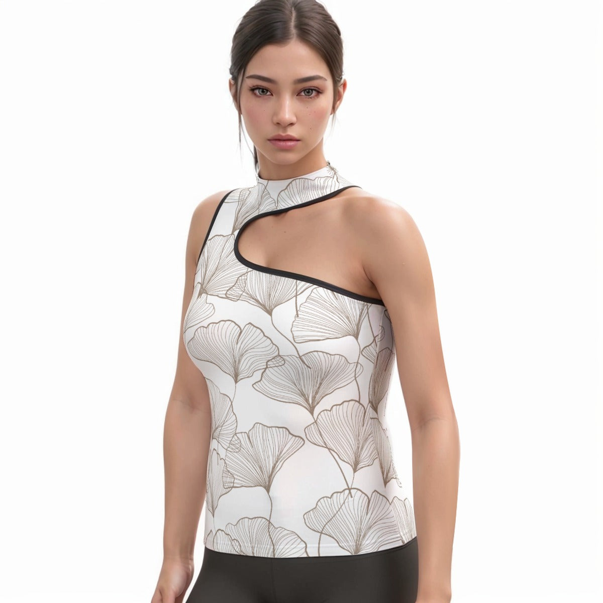 All-Over Print Women's Halter Sleeveless Asymmetrical Tank Top