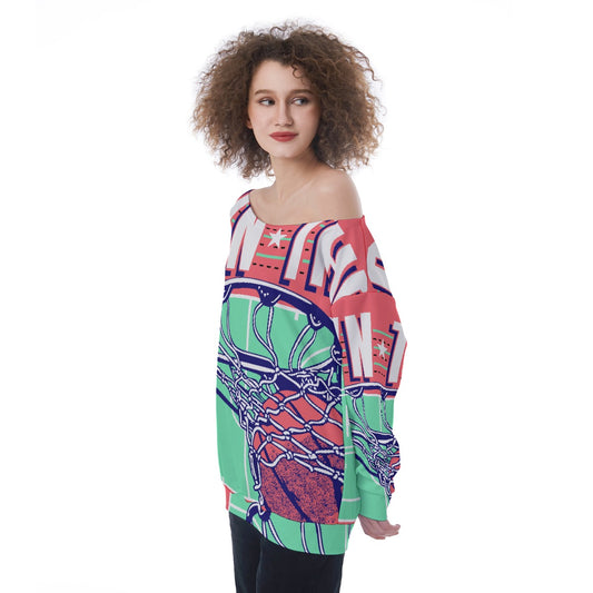 All-Over Print Oversized Women's Off-Shoulder Sweatshirt
