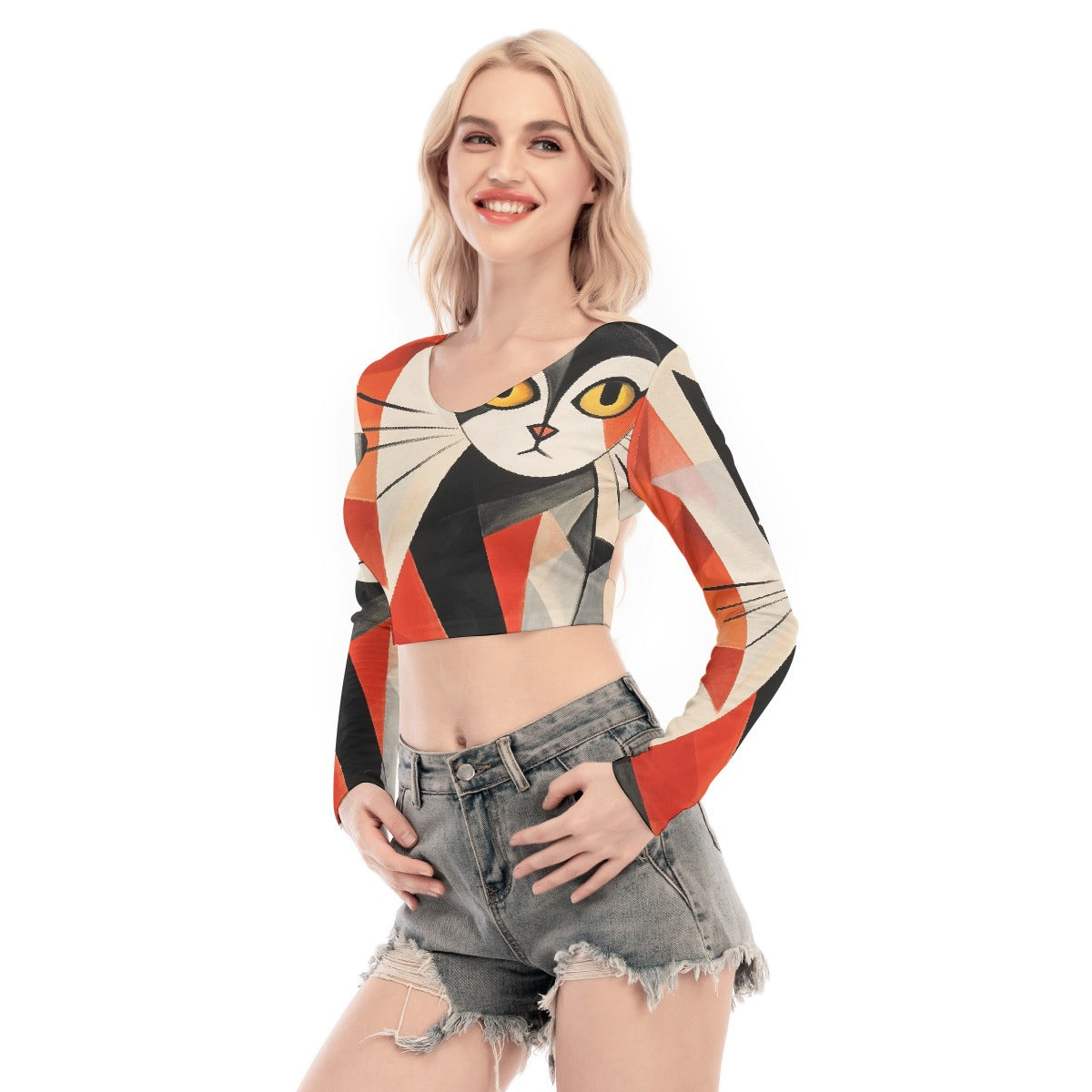 All-Over Print Women's Back Hollow T-shirt With Strap