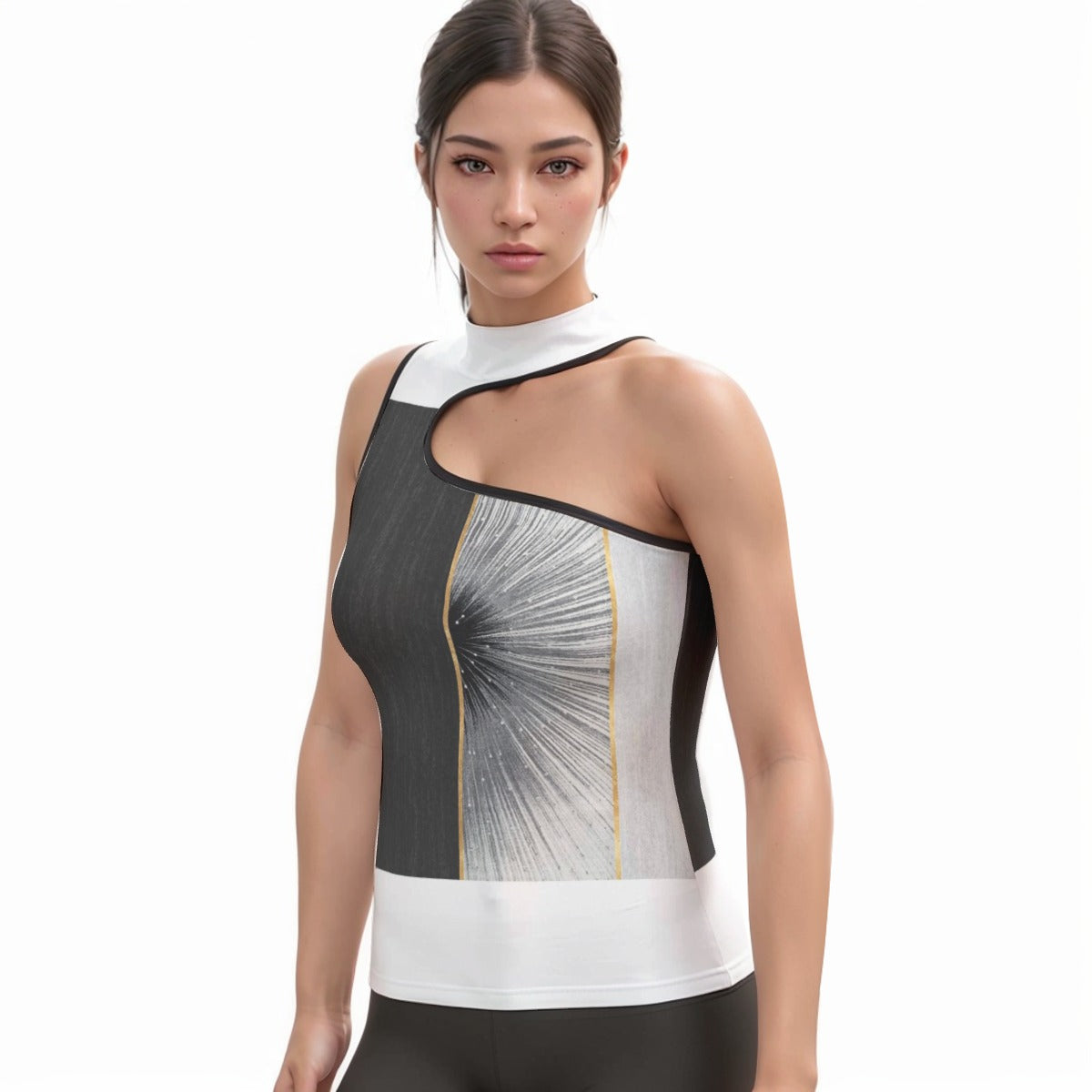 All-Over Print Women's Halter Sleeveless Asymmetrical Tank Top
