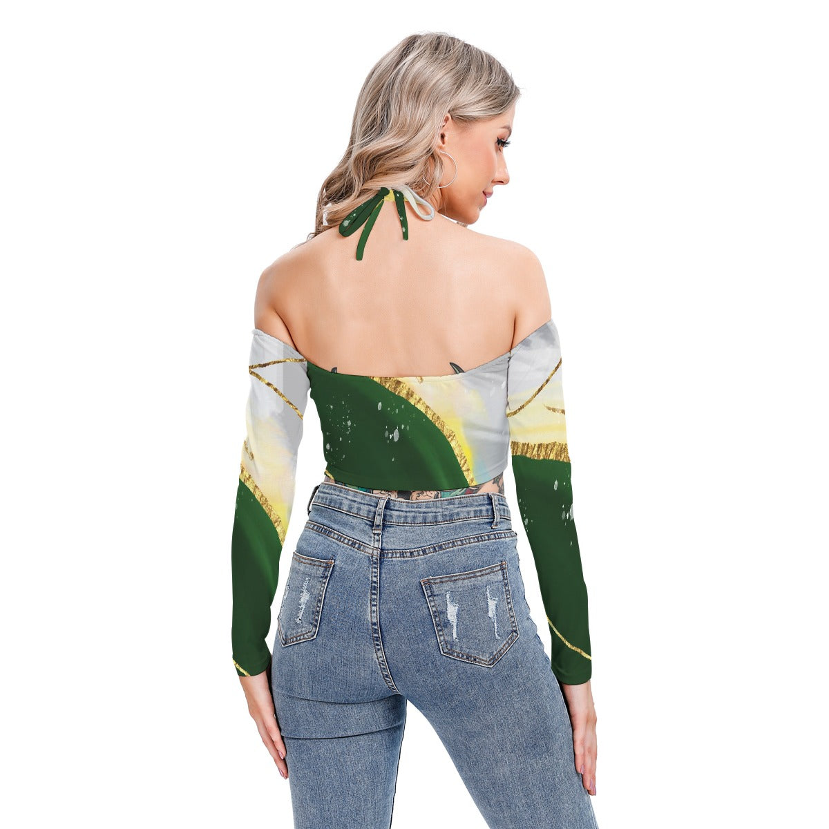 All-Over Print Women's Halter Lace-up Top