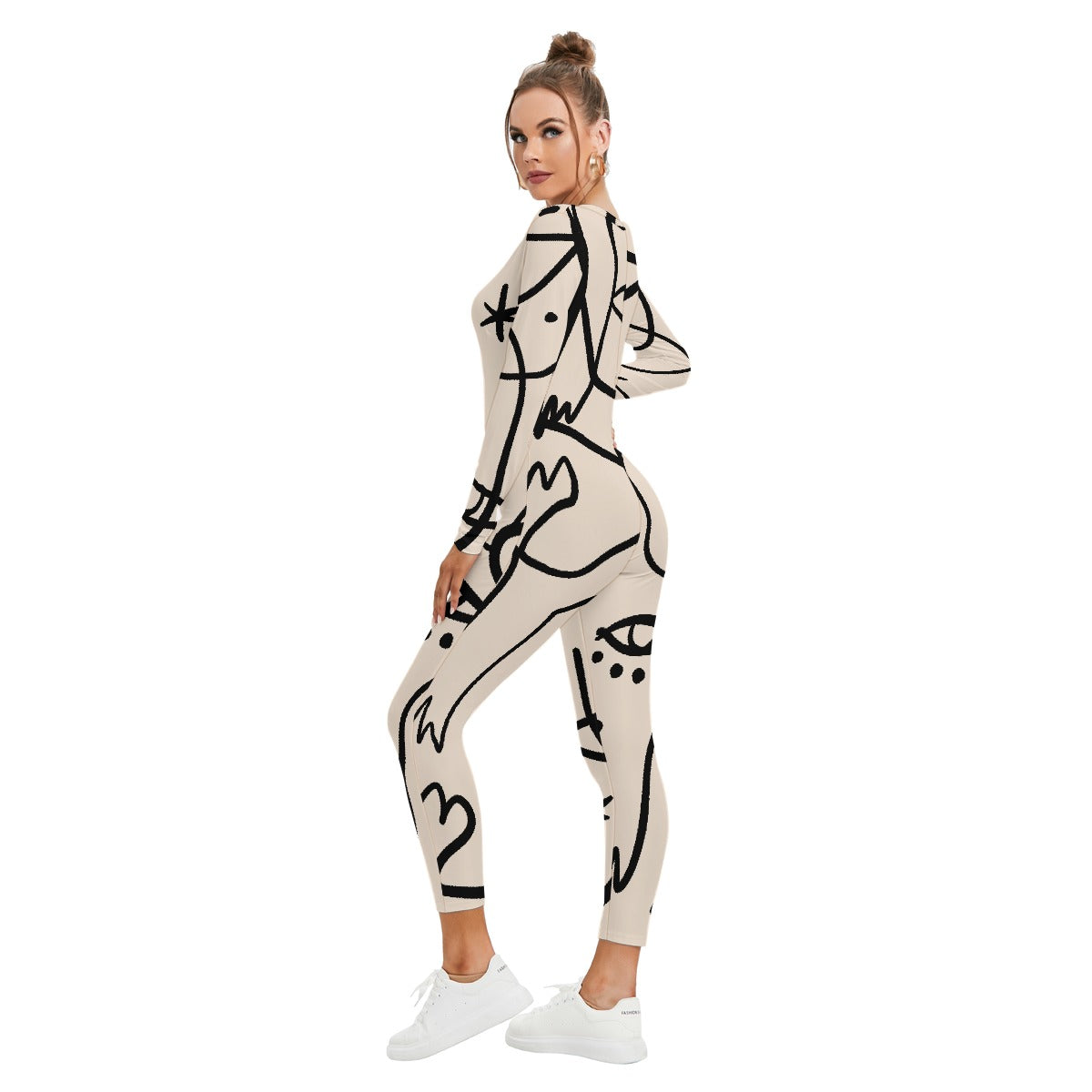 All-Over Print Women's Plunging Neck Jumpsuit