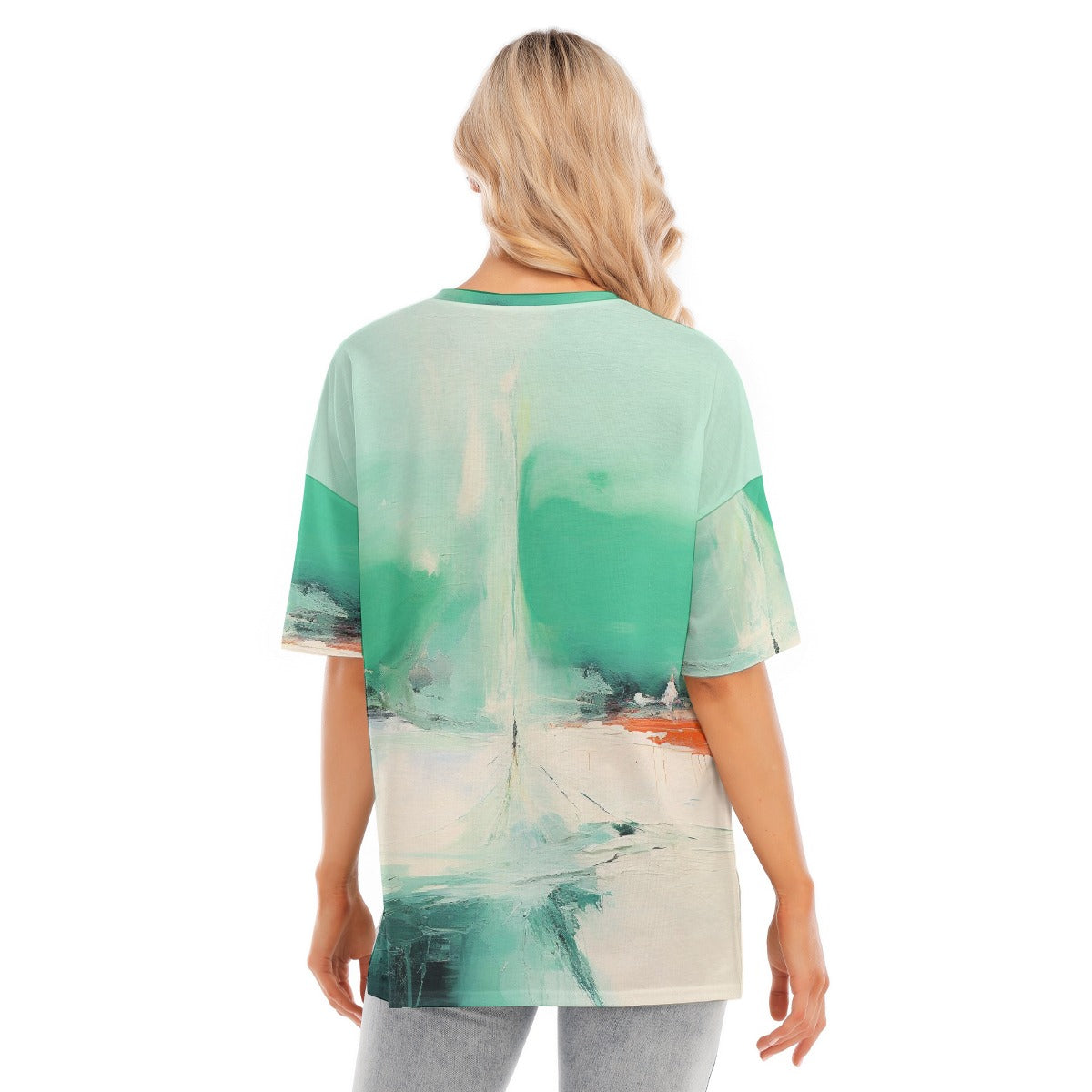All-Over Print Women's Short Sleeves T-shirt With Hem Split