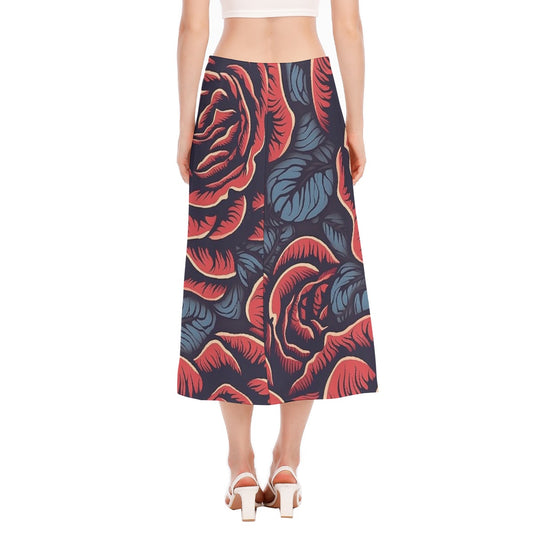 All-Over Print Women's High Slit Long Skirt