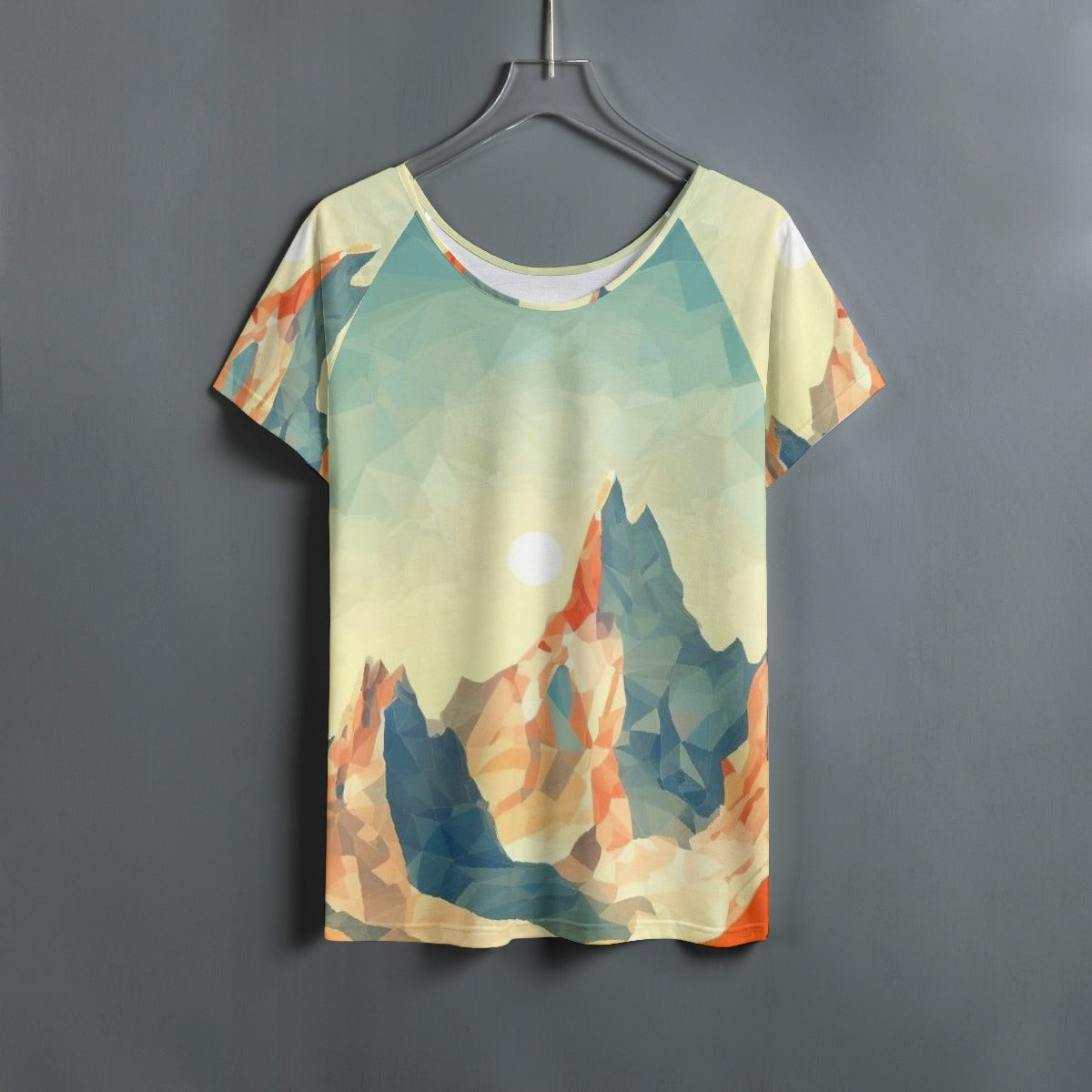 All-Over Print Women's Round Neck T-shirt With Raglan Sleeve