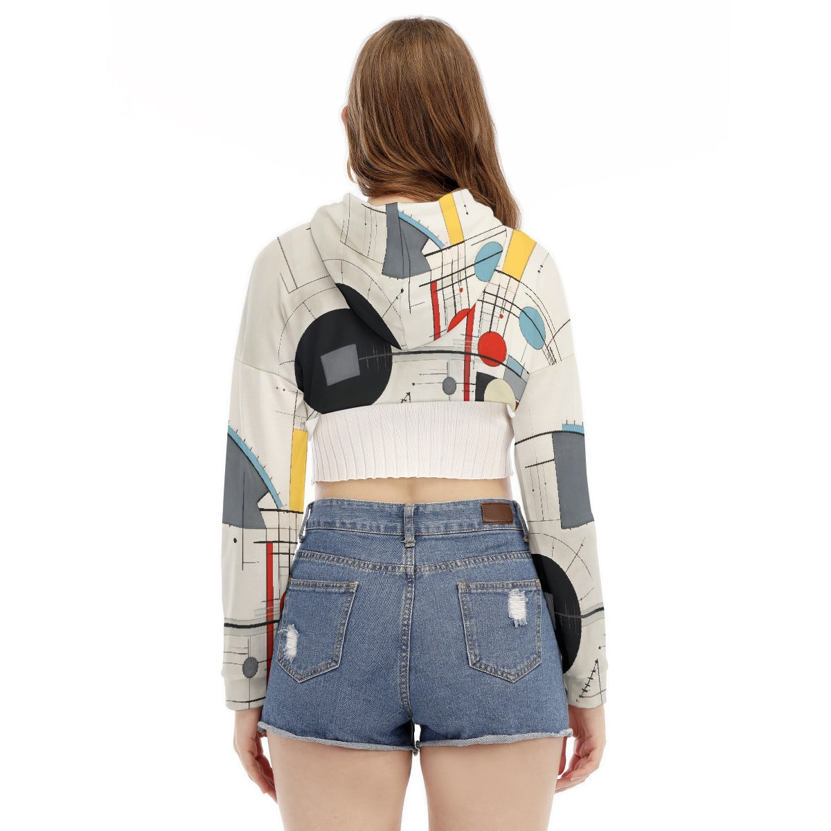 All-Over Print Women's Smock Short Hoodie With Long Sleeve