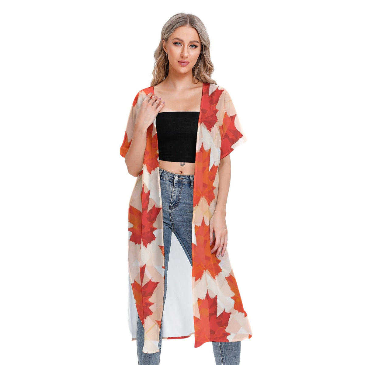 All-Over Print Women's Short Sleeve Cardigan