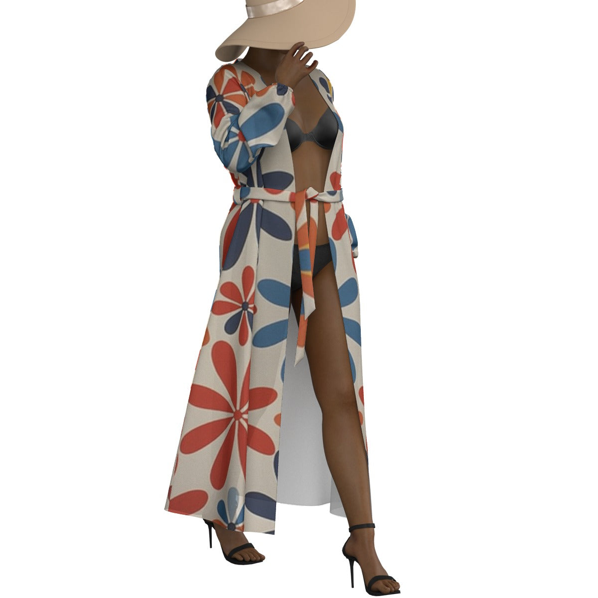 All-Over Print Women's Lace-up Chiffon Robe