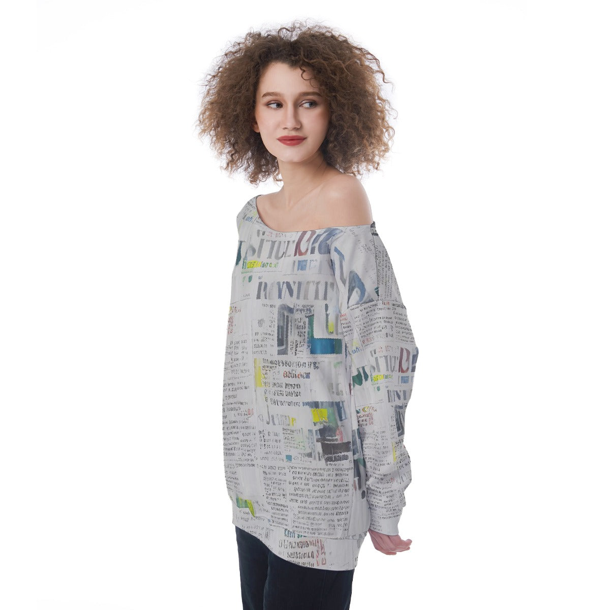 All-Over Print Oversized Women's Off-Shoulder Sweatshirt