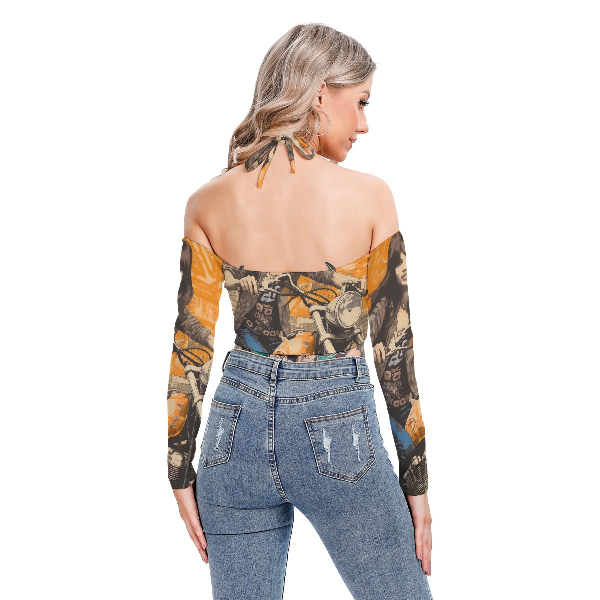 All-Over Print Women's Halter Lace-up Top