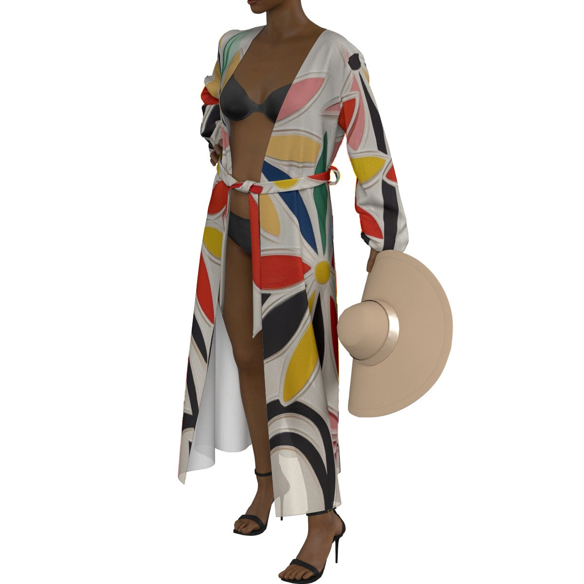 All-Over Print Women's Lace-up Chiffon Robe