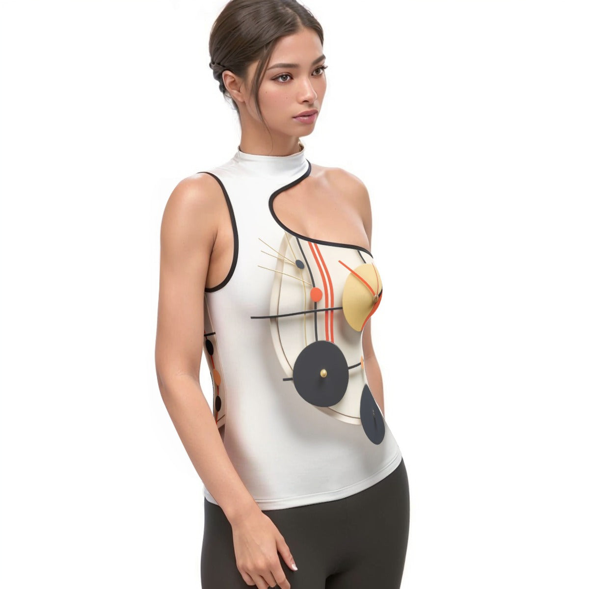 All-Over Print Women's Halter Sleeveless Asymmetrical Tank Top