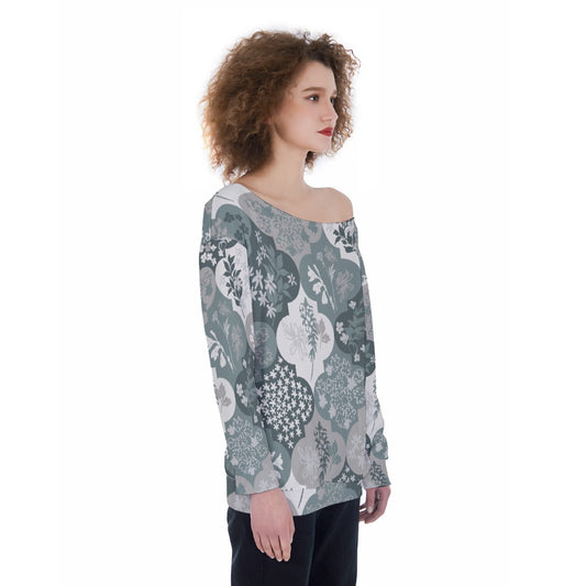 All-Over Print Oversized Women's Off-Shoulder Sweatshirt