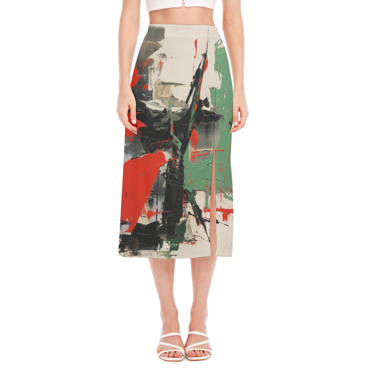 All-Over Print Women's High Slit Long Skirt