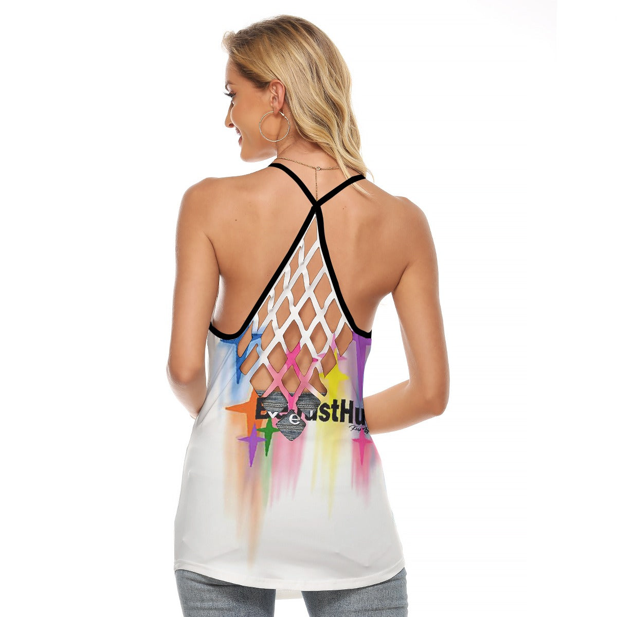 All-Over Print Women's Criss-Cross Open Back Tank Top