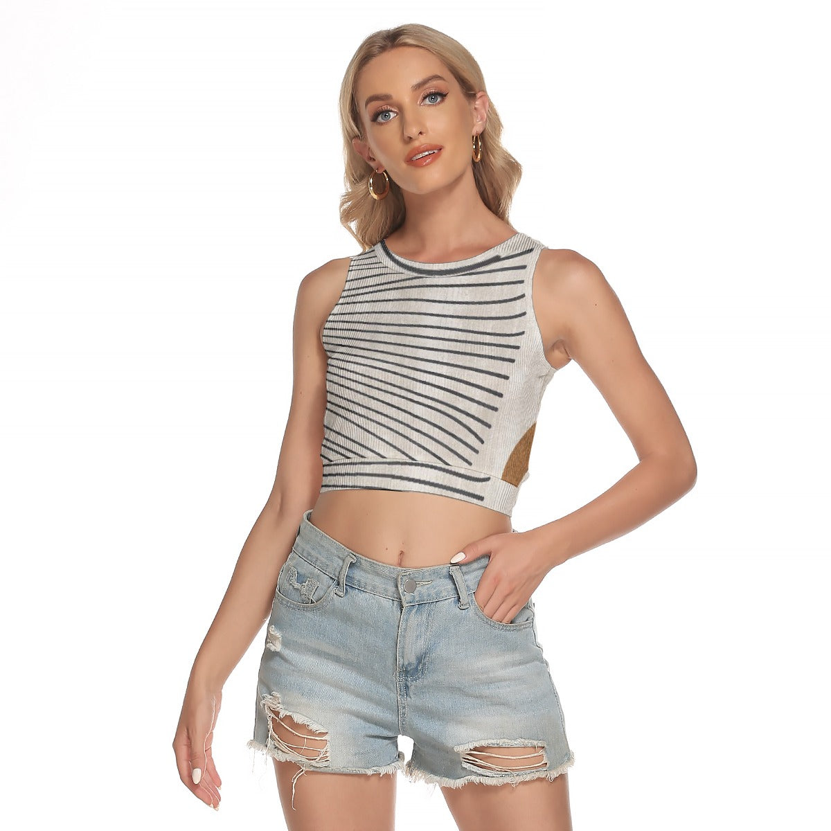 All-Over Print Women's Sleeveless Back Hollow Crop Top