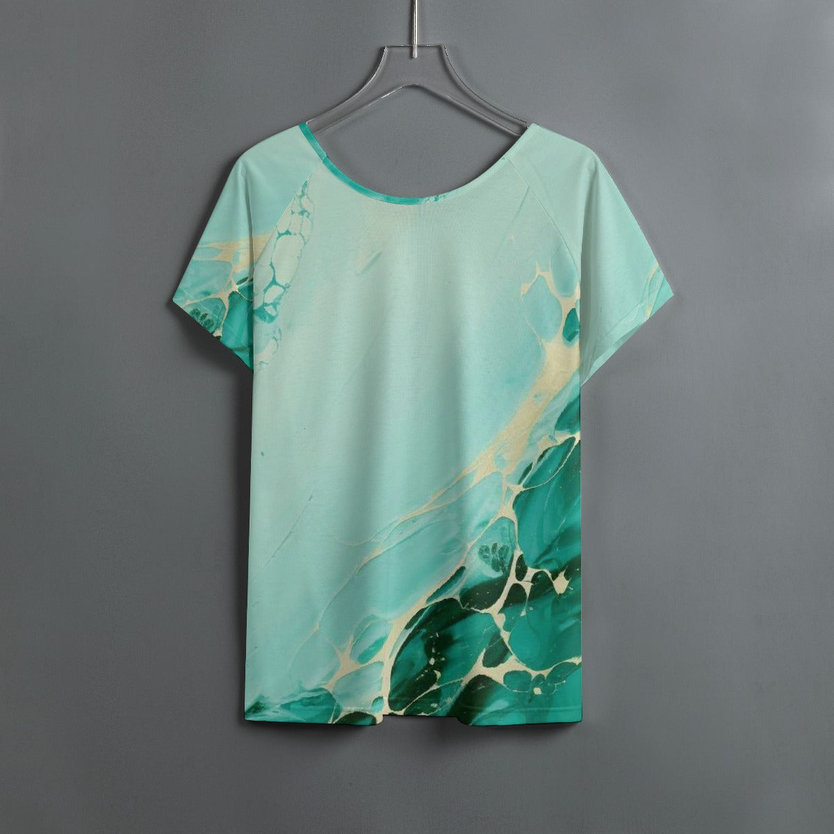 All-Over Print Women's Round Neck T-shirt With Raglan Sleeve