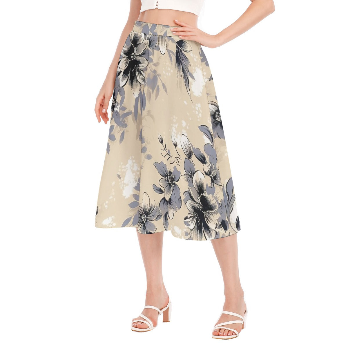 All-Over Print Women's Long Section Chiffon Skirt