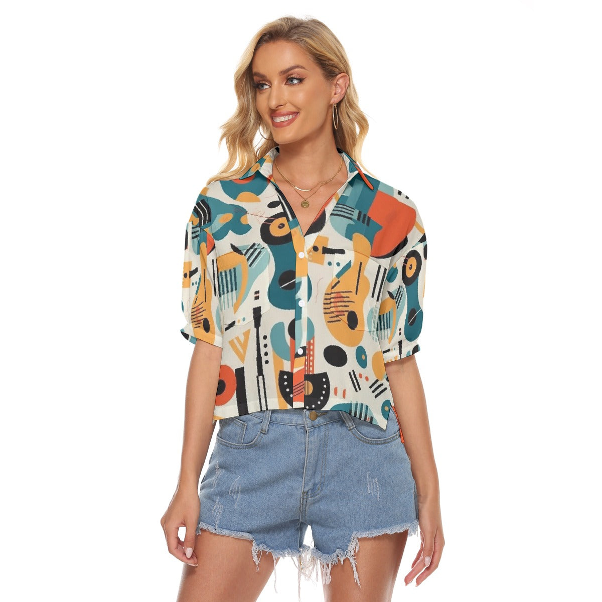 All-Over Print Women's V-neck Shirts