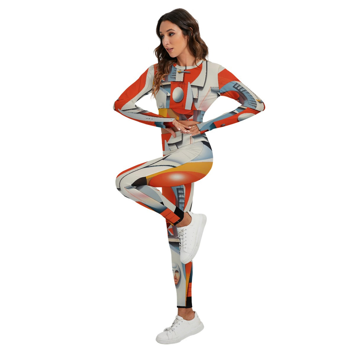 All-Over Print Women's Sport Set With Backless Top And Leggings
