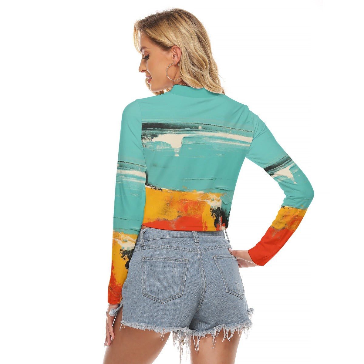 All-Over Print Women's Hollow Chest Keyhole Tight Crop Top