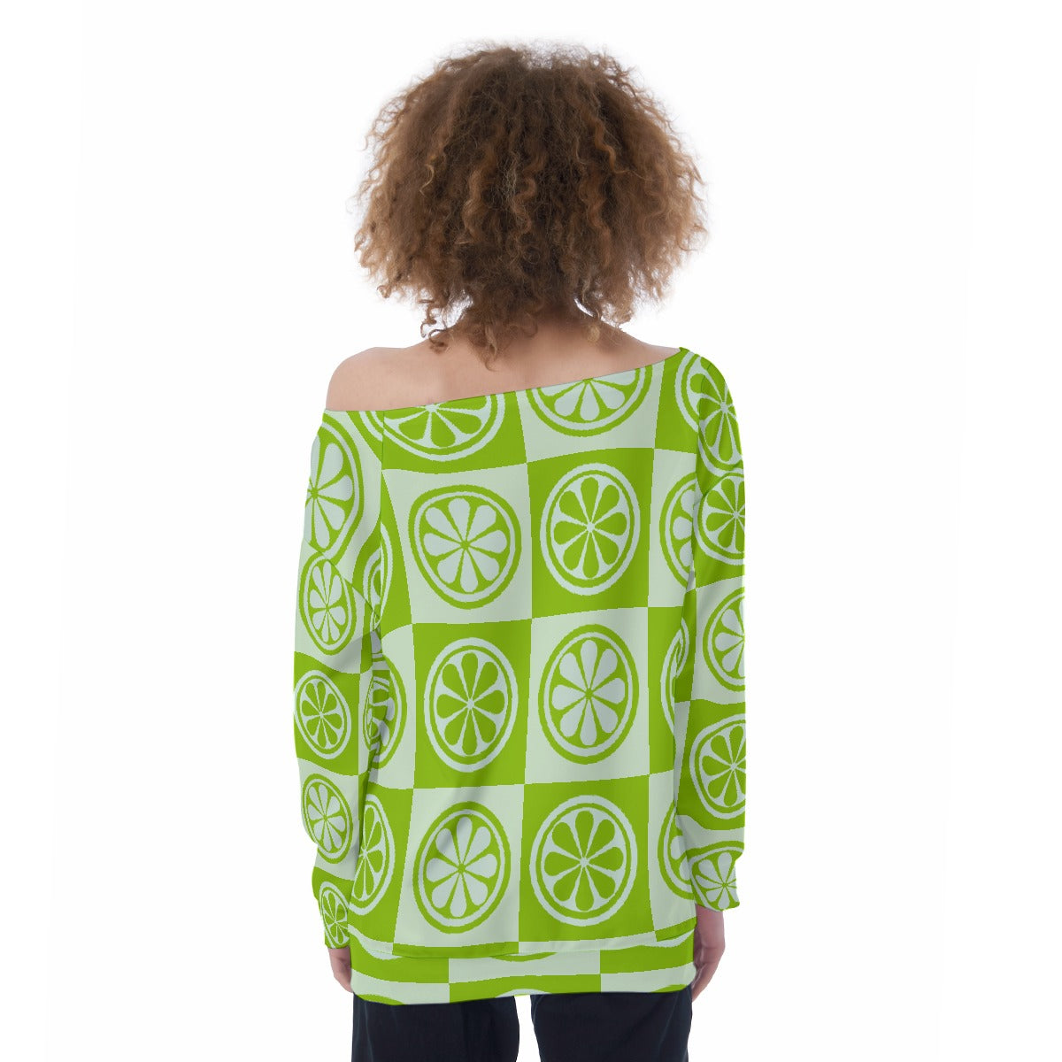 All-Over Print Oversized Women's Off-Shoulder Sweatshirt