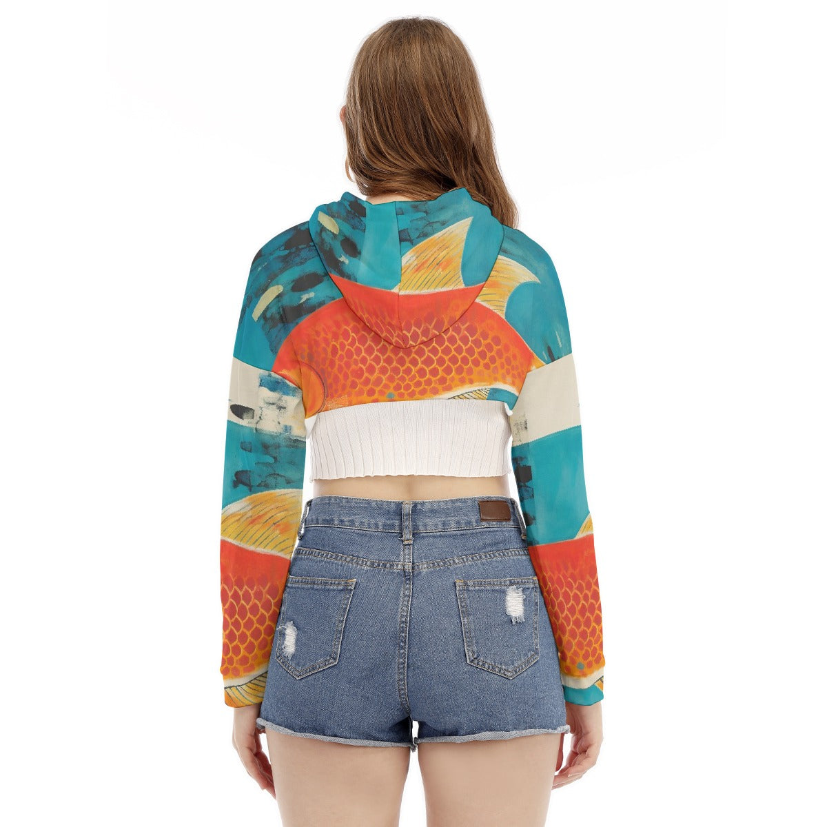 All-Over Print Women's Smock Short Hoodie With Long Sleeve
