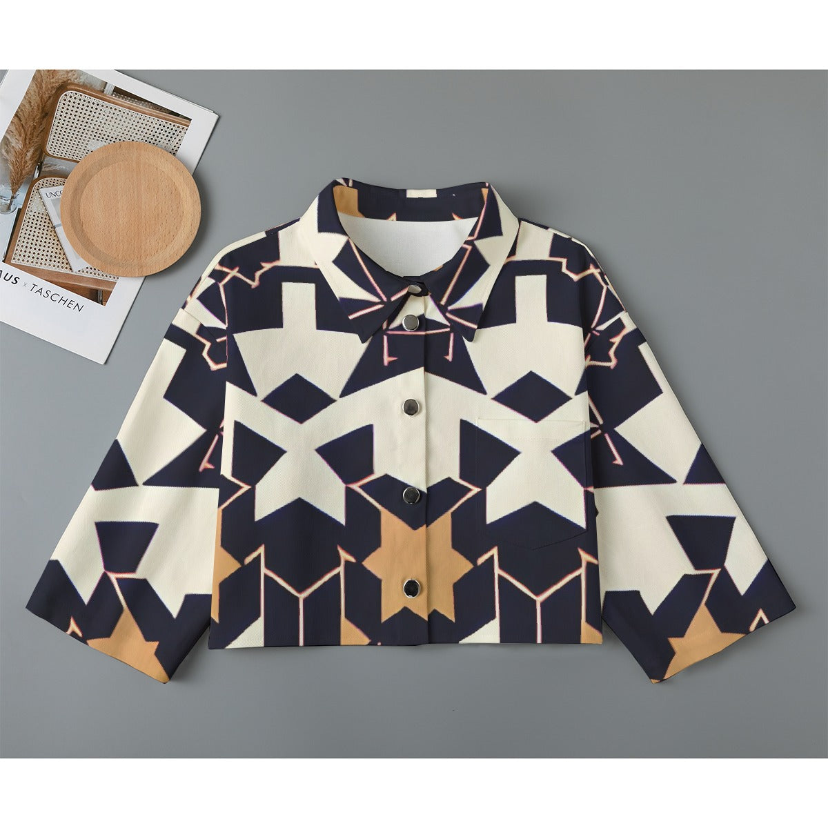 All-Over Print Women's Cropped Jacket | 245GSM Cotton