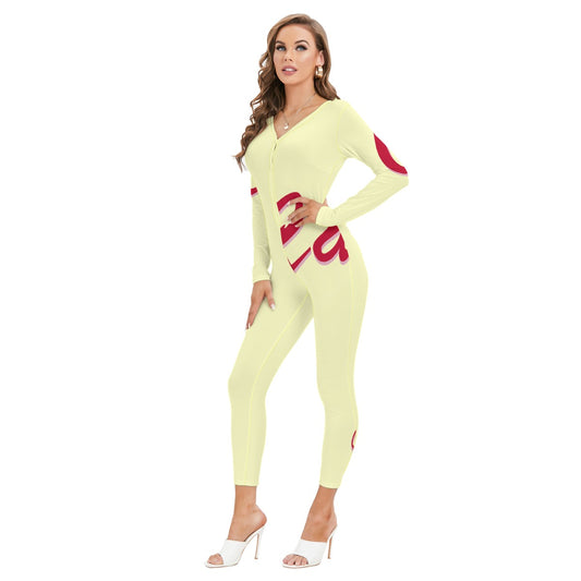All-Over Print Women's Plunging Neck Jumpsuit