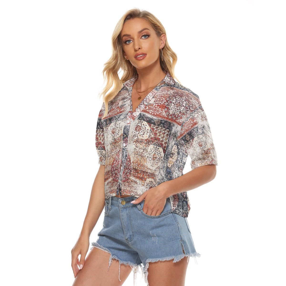 All-Over Print Women's V-neck Shirts