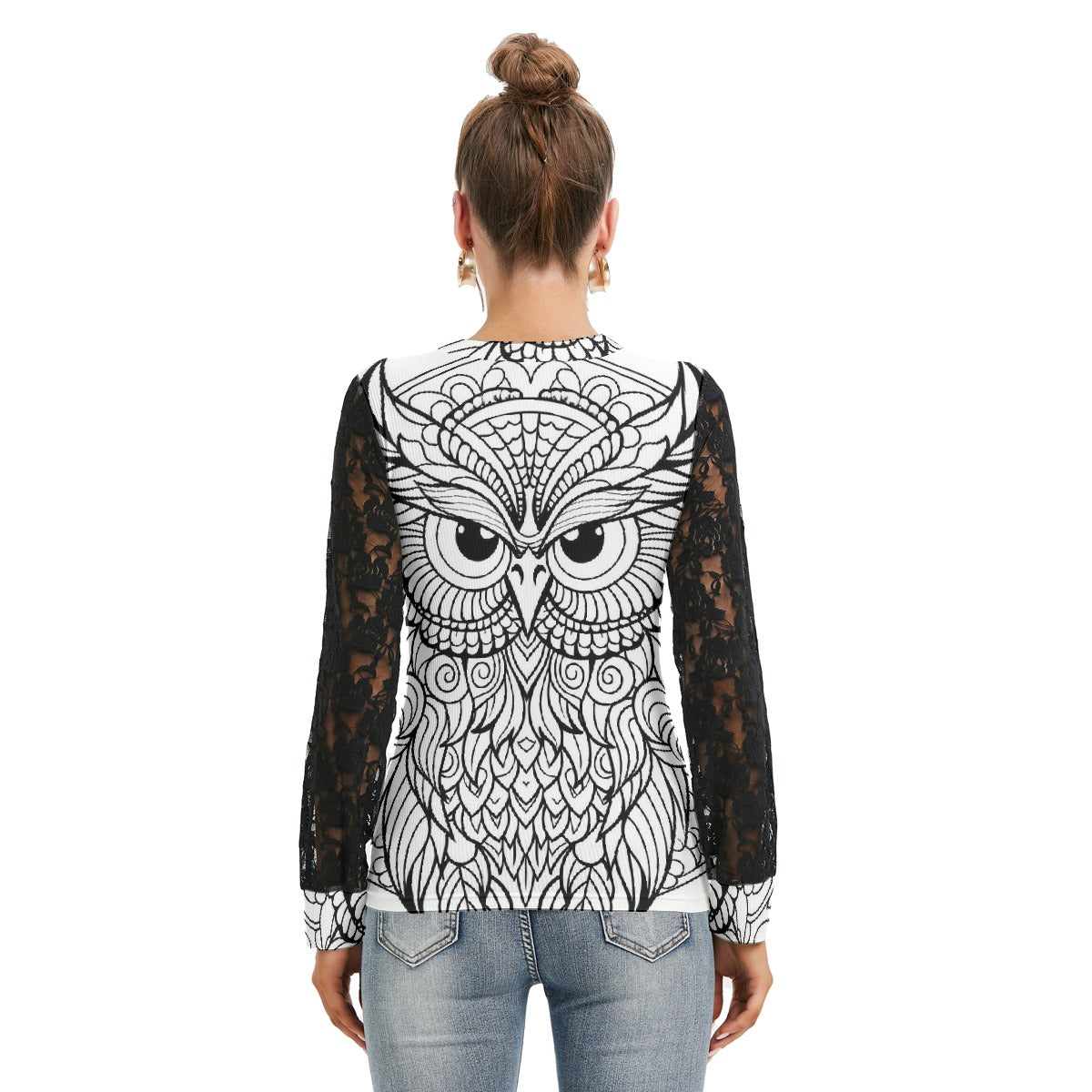 All-Over Print Women's T-shirt And Sleeve With Black Lace
