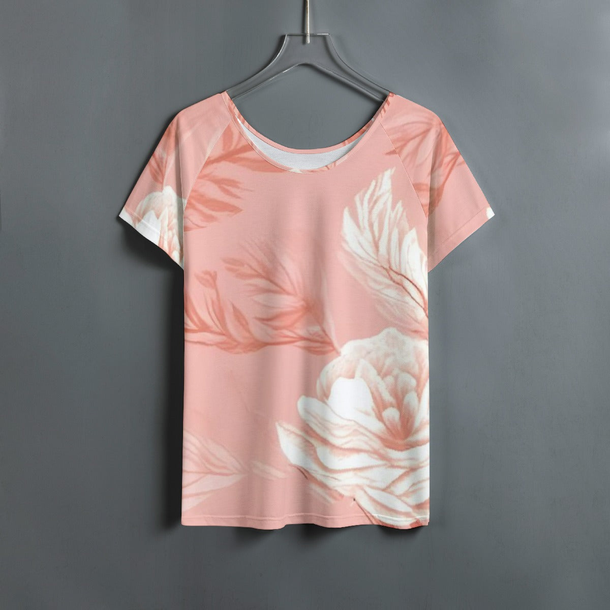 All-Over Print Women's Round Neck T-shirt With Raglan Sleeve