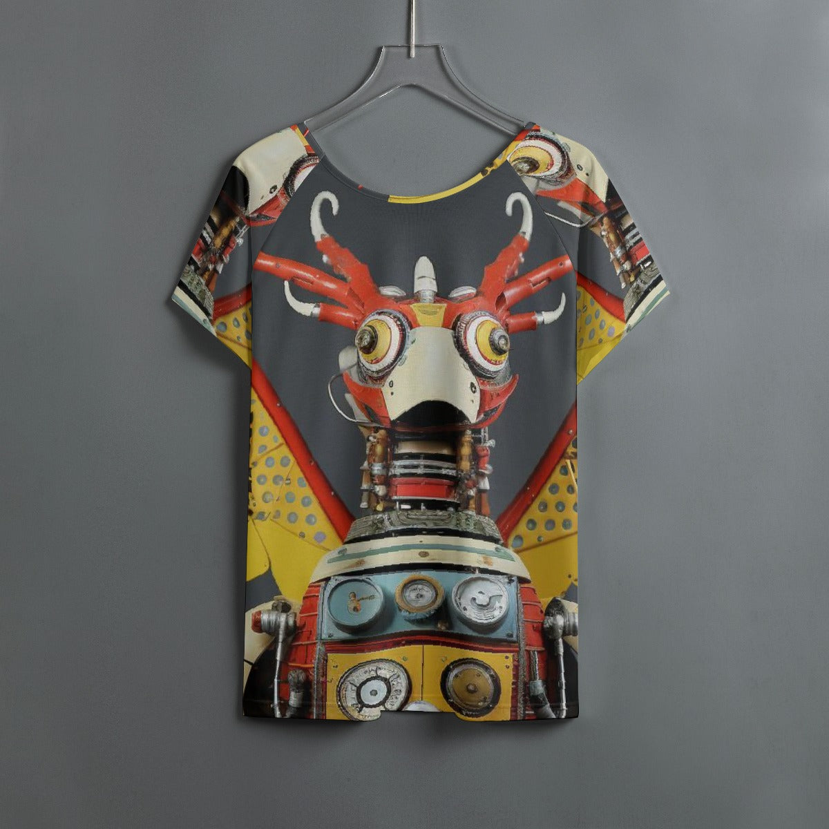 All-Over Print Women's Round Neck T-shirt With Raglan Sleeve