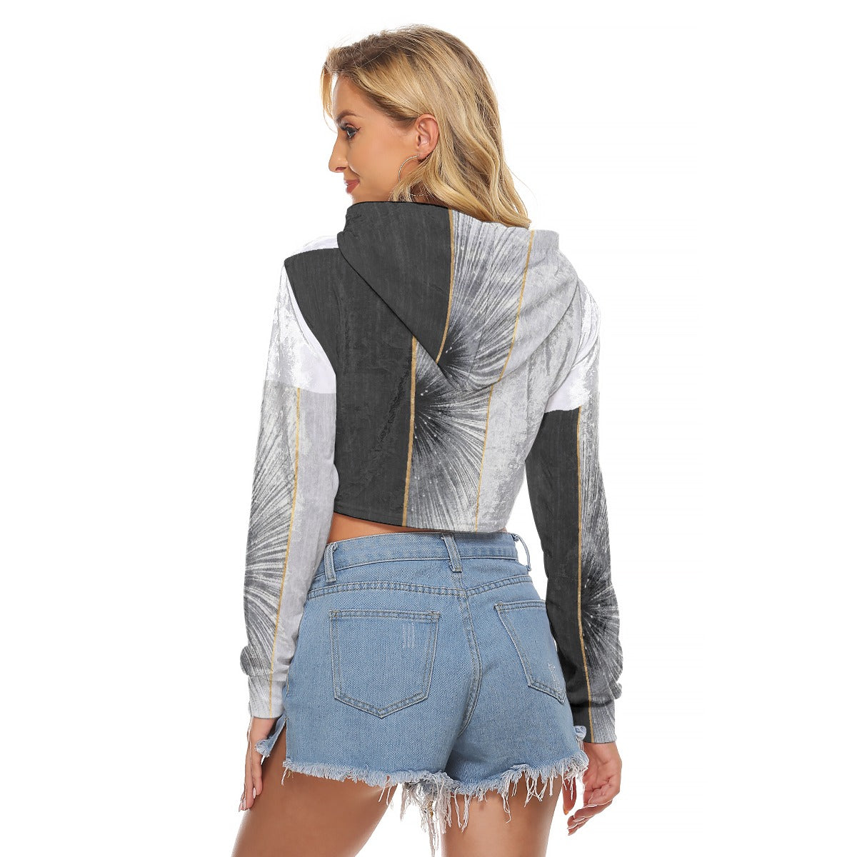 All-Over Print Women's Crop Top Hoodie|Velvet